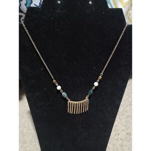 WHBM Gold-Toned Fringe Necklace w/ Stones, 16"